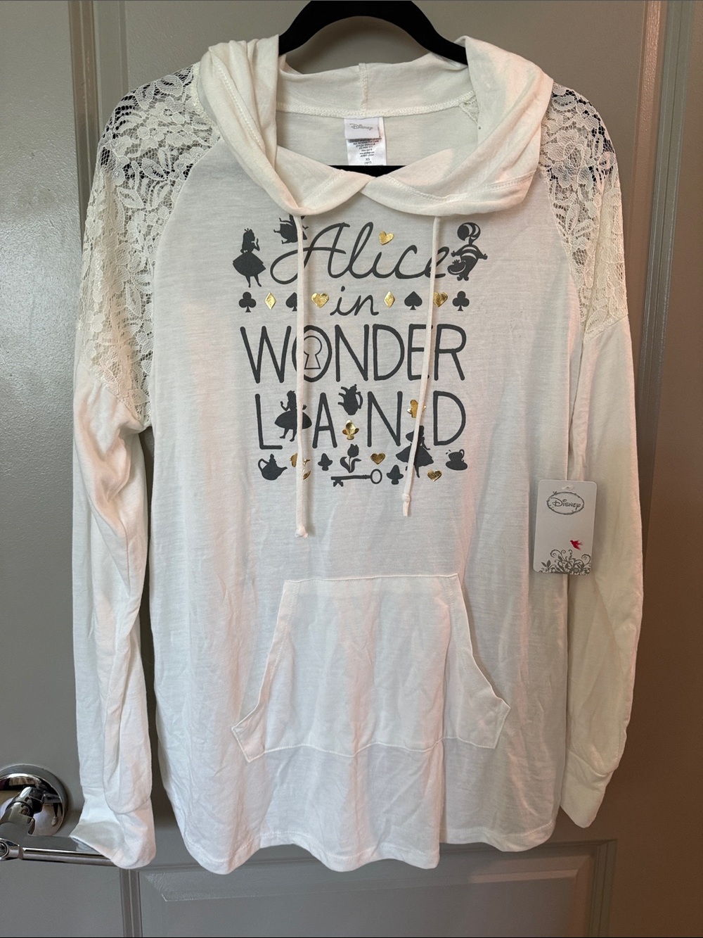 Women’s Alice in wonderland Disney lace hoodie XL new with tags